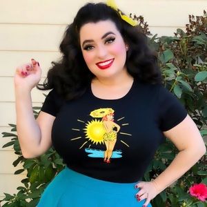 Pinup Girl Tiki Retro T-Shirt Beach Summer 1950s